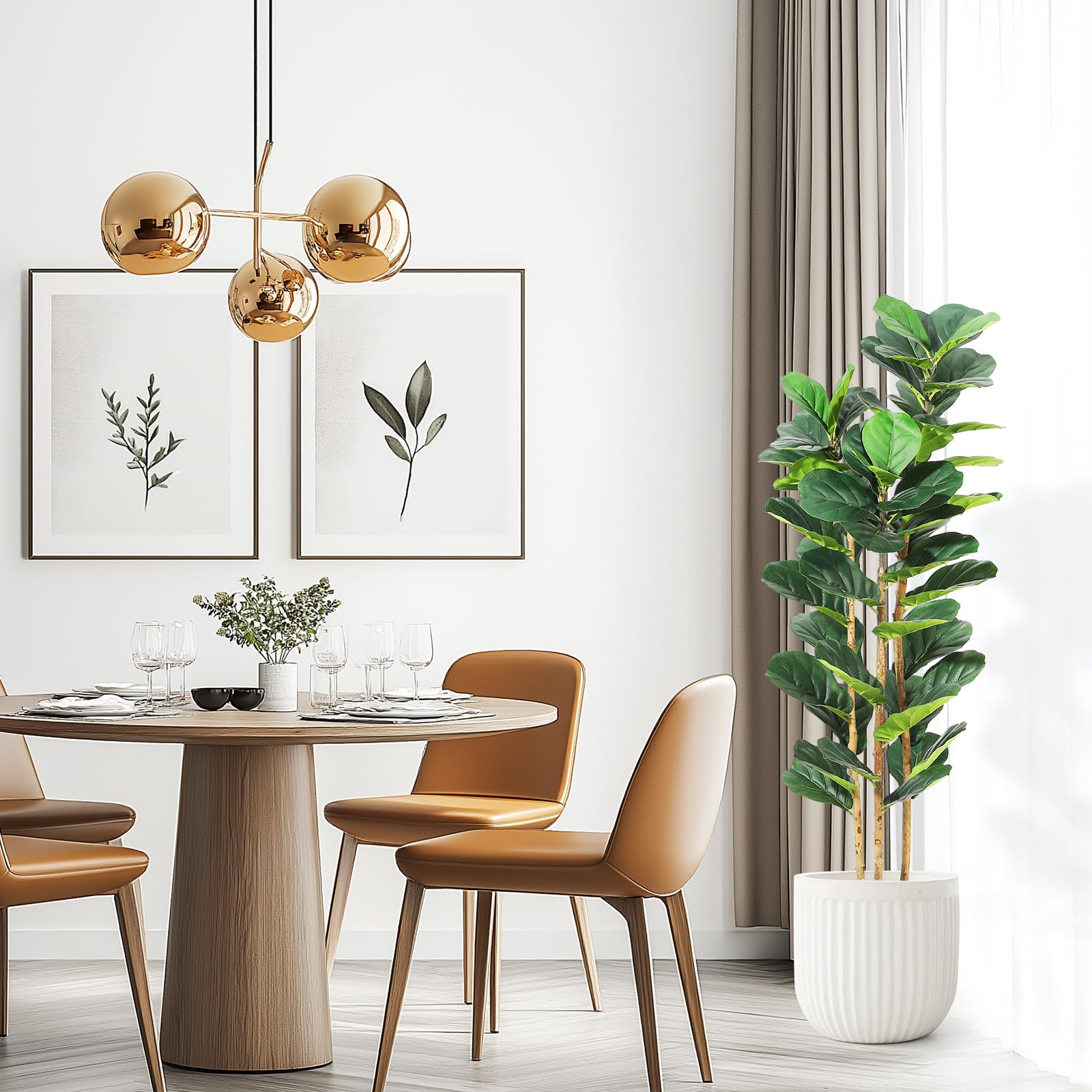 Artificial Fiddle Leaf Fig Tre - Rubber Plant Ficus recension och pris